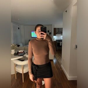 Brown mock neck Bodysuit